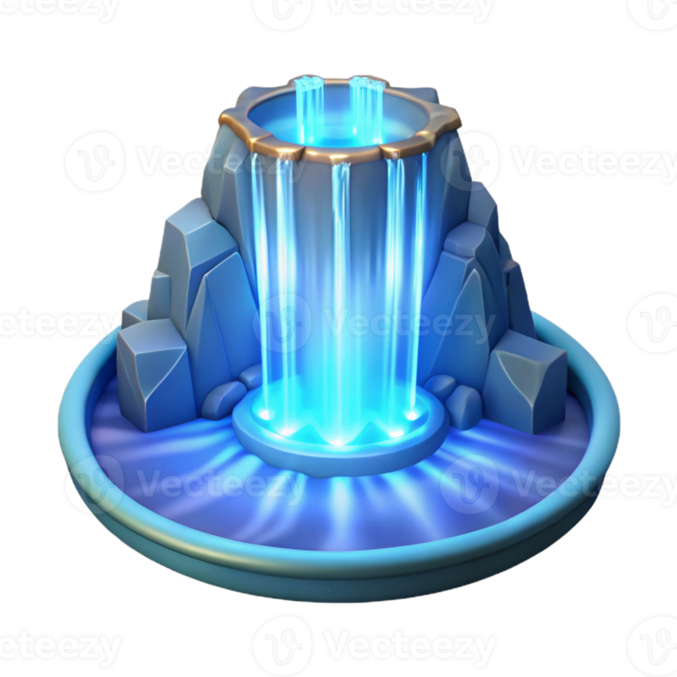 3D Model Glowing Waterfall Fountain png