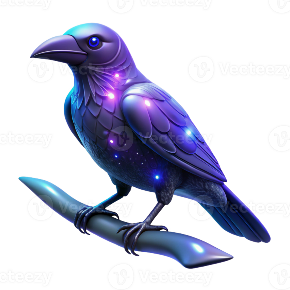 wonderful traditional Glowing Raven 3D Render original png
