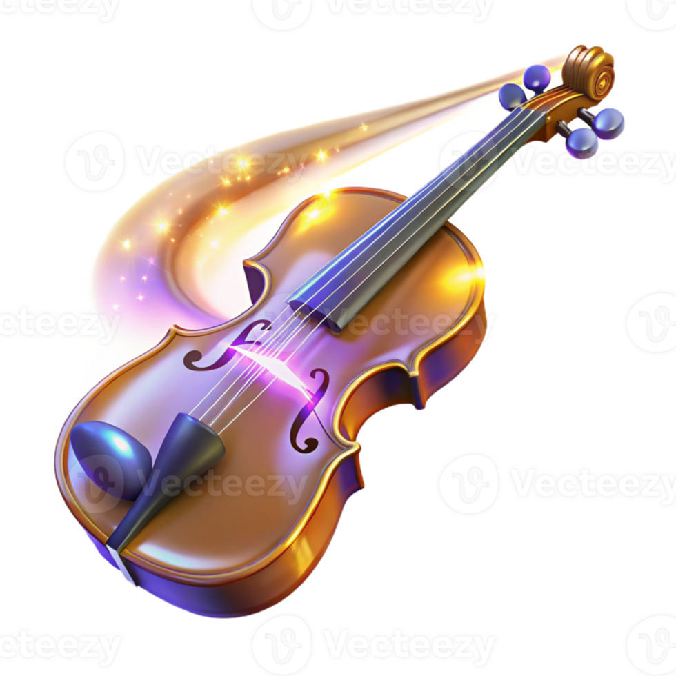 vibrant classic Magical Violin 3D Illustration original png