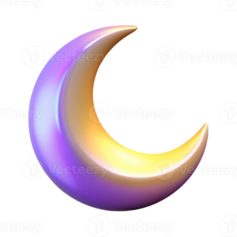 extraordinary minimalist 3D Crescent Moon Illustration authentic png