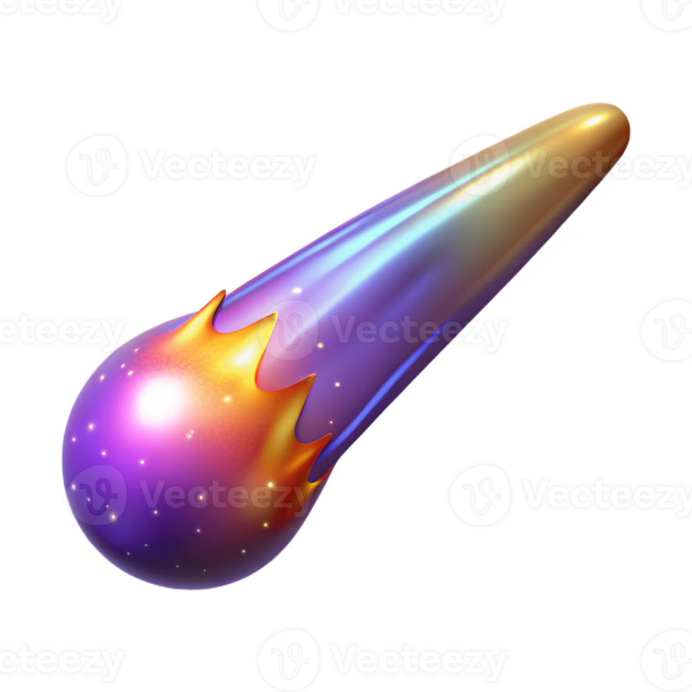 3D Illustration of a Colorful Comet png