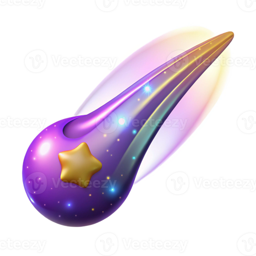 extraordinary abstract Purple Comet 3D Illustration professional png