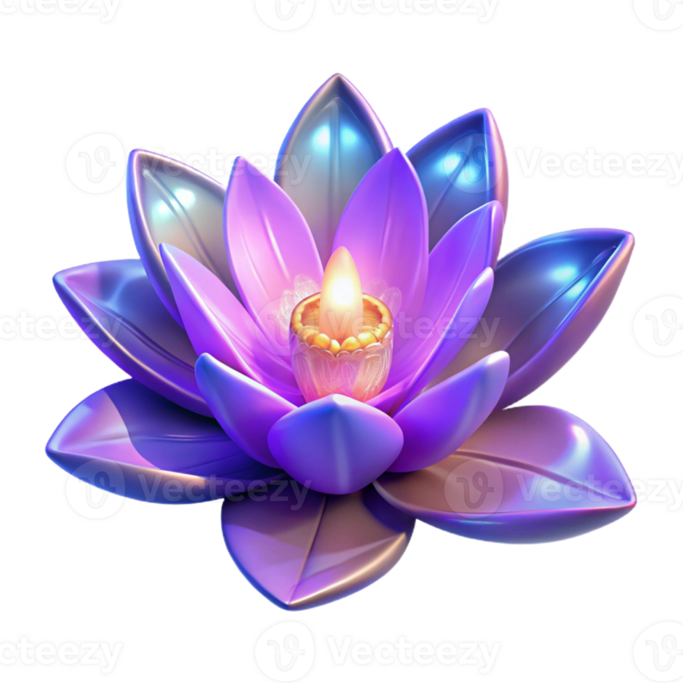 serene abstract 3D Lotus Flower with Candle Illustration high resolution png