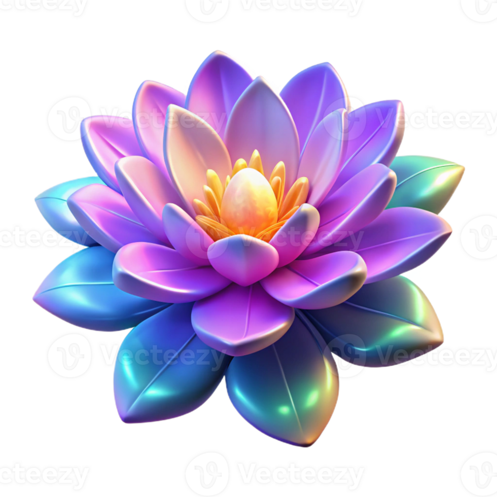 extraordinary vintage Vibrant 3D Lotus Flower Illustration authentic png