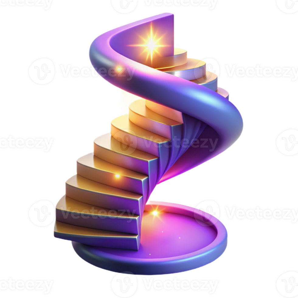 vibrant classic Spiral Staircase to the Stars 3D Illustration original png