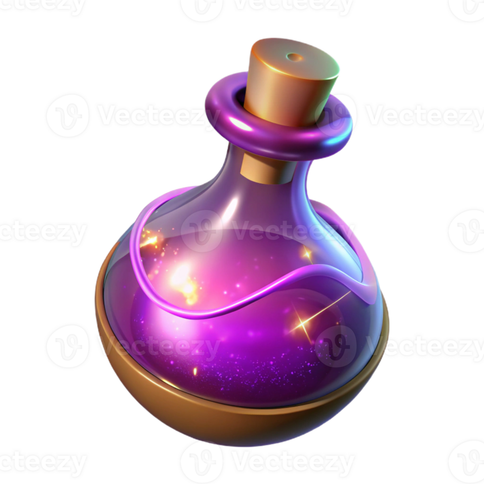 extraordinary abstract 3D Render of a Magical Potion Bottle premium png