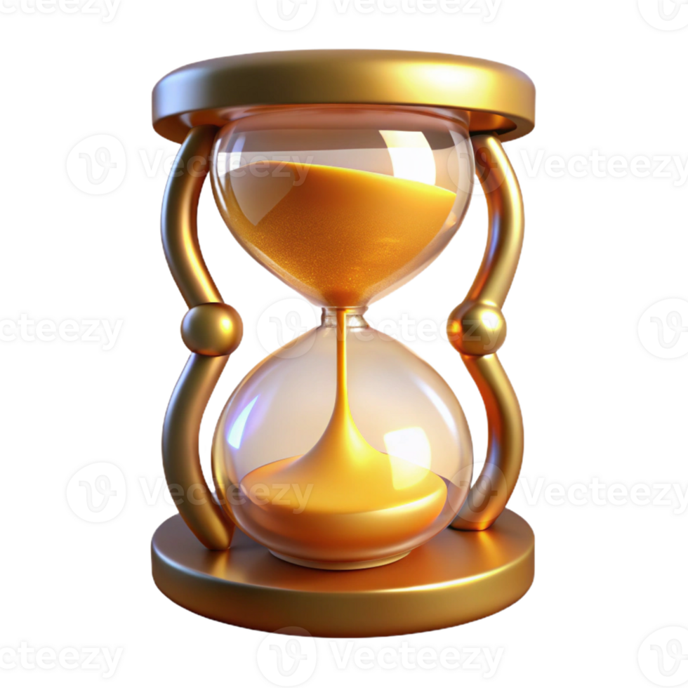 wonderful abstract Golden Hourglass 3D Render premium png
