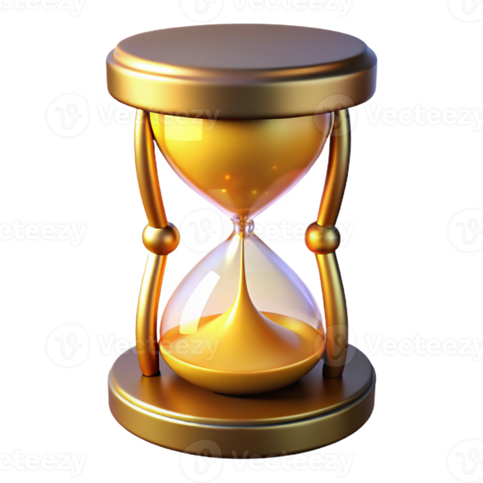 impressive rustic Golden Hourglass 3D Render genuine png