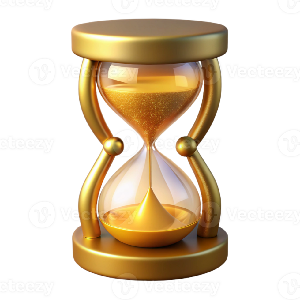 magnificent abstract Golden Hourglass 3D Render high resolution png