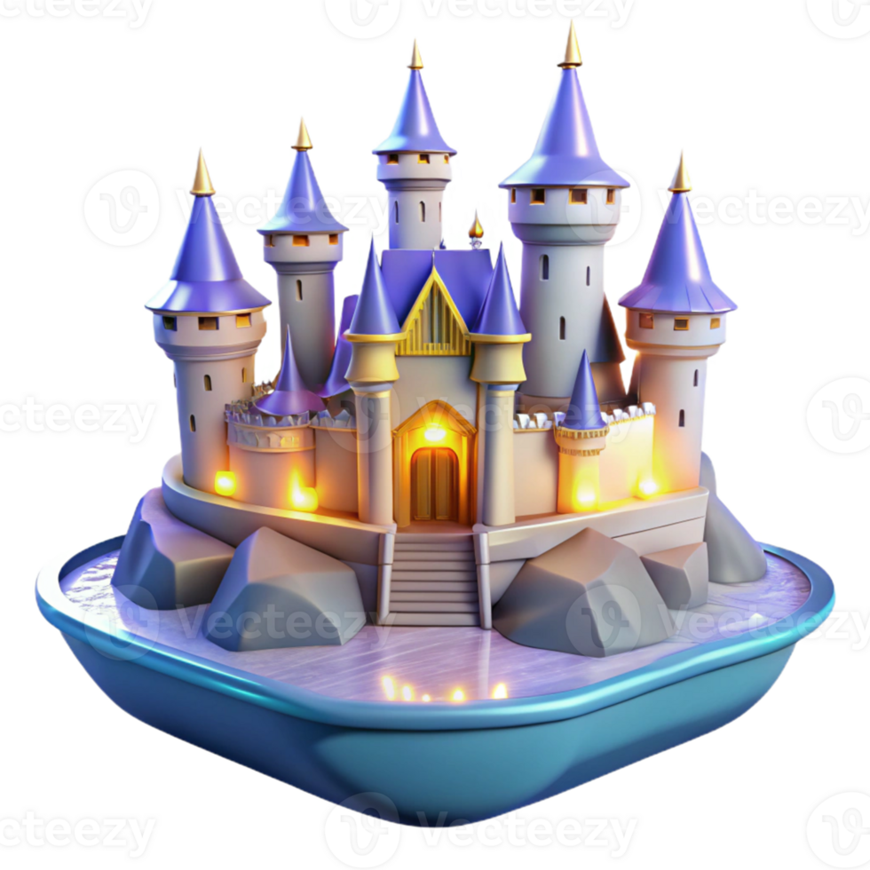 wonderful artistic Enchanted 3D Castle Illustration authentic png