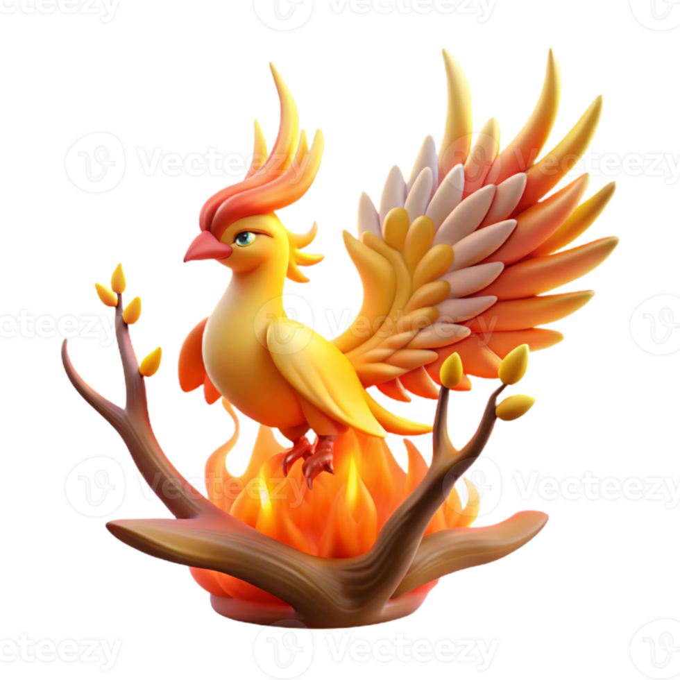 dramatic minimalist 3D Render of Mythical Firebird professional png