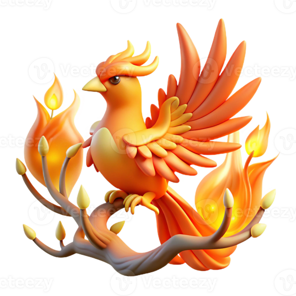 wonderful abstract 3D Render Fiery Bird Mythical Creature Illustration professional png