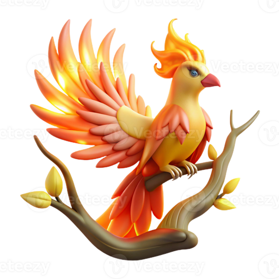 elegant abstract 3D Render of a Mythical Firebird authentic png