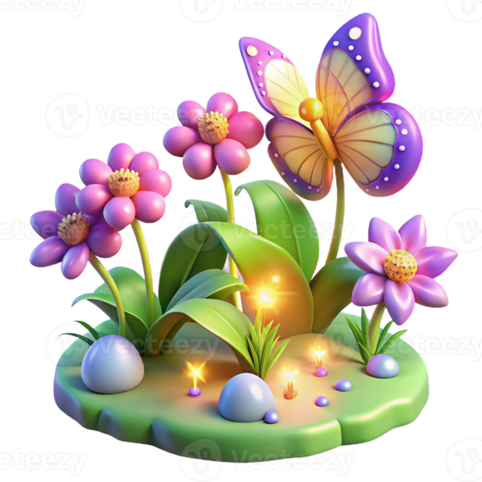 wonderful abstract Enchanted 3D Garden Illustration genuine png