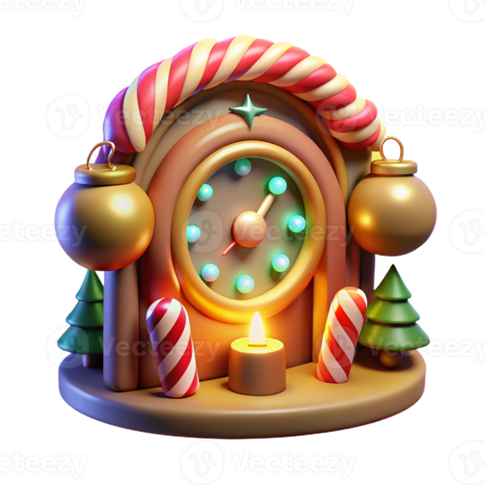 vibrant creative 3D Render Festive Clock Illustration professional png