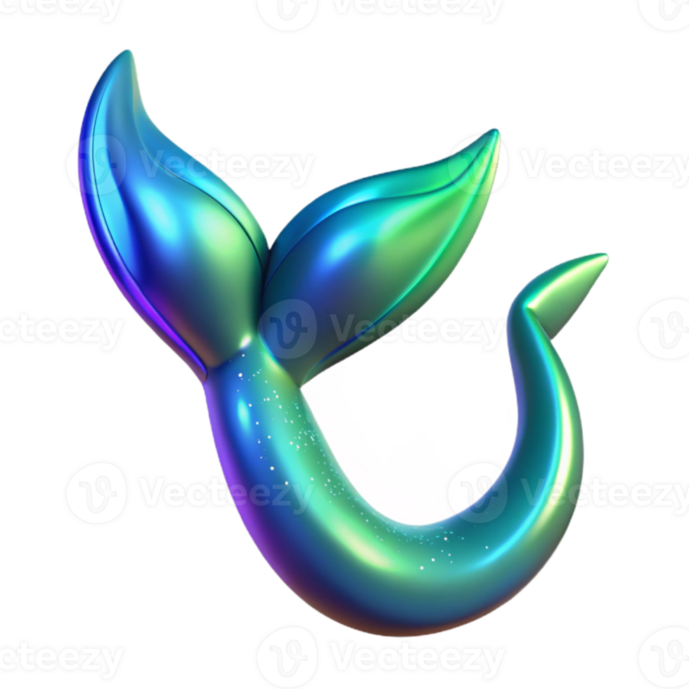 elegant modern Iridescent Mermaid Tail 3D Render high quality png
