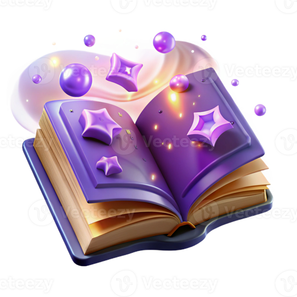 beautiful classic Magical Book 3D Illustration 4K png