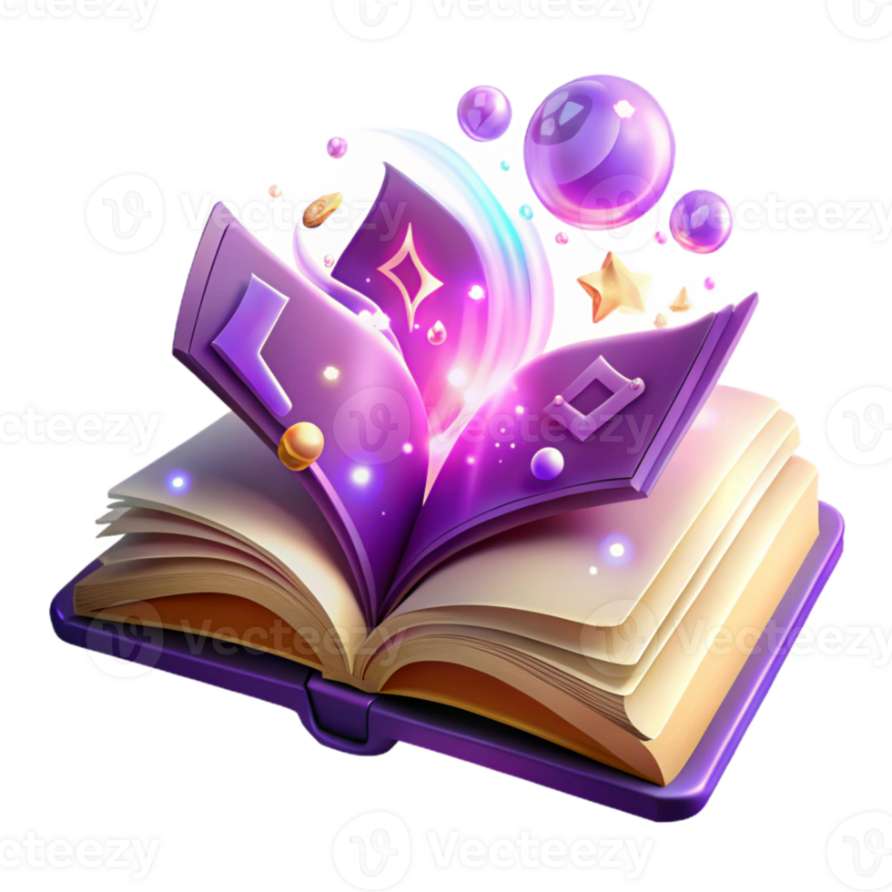 serene abstract Magical Book 3D Illustration authentic png