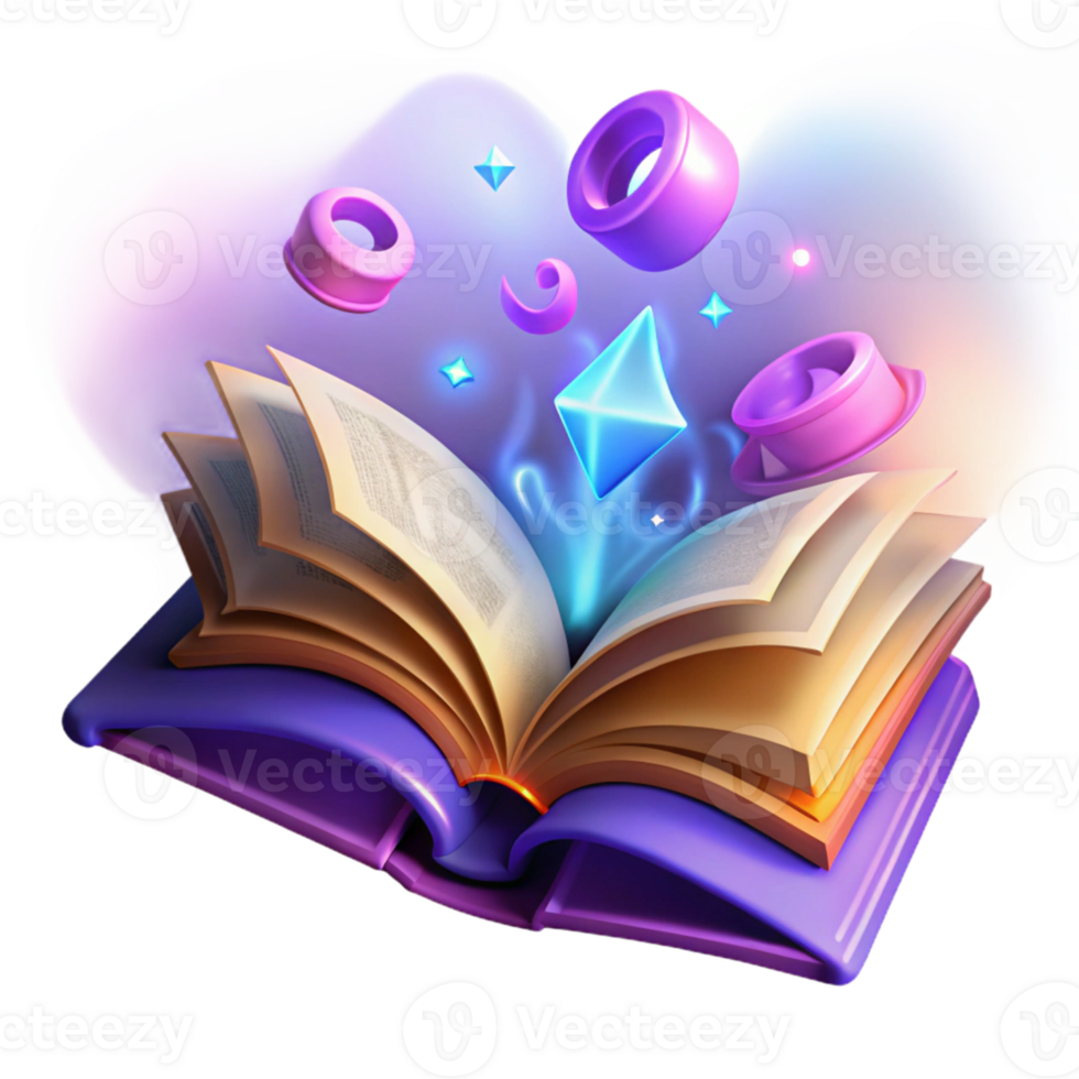 serene vintage Magical Book 3D Illustration premium png