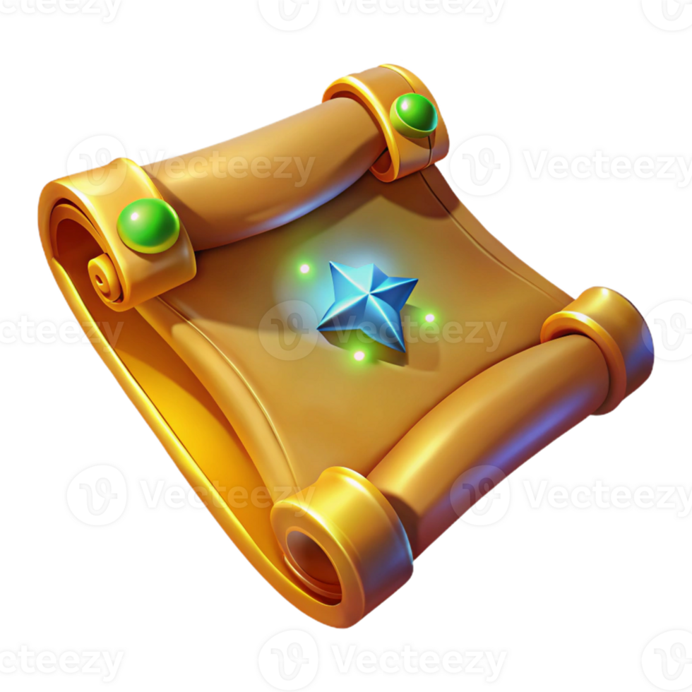 extraordinary classic Golden Scroll 3D Illustration original png