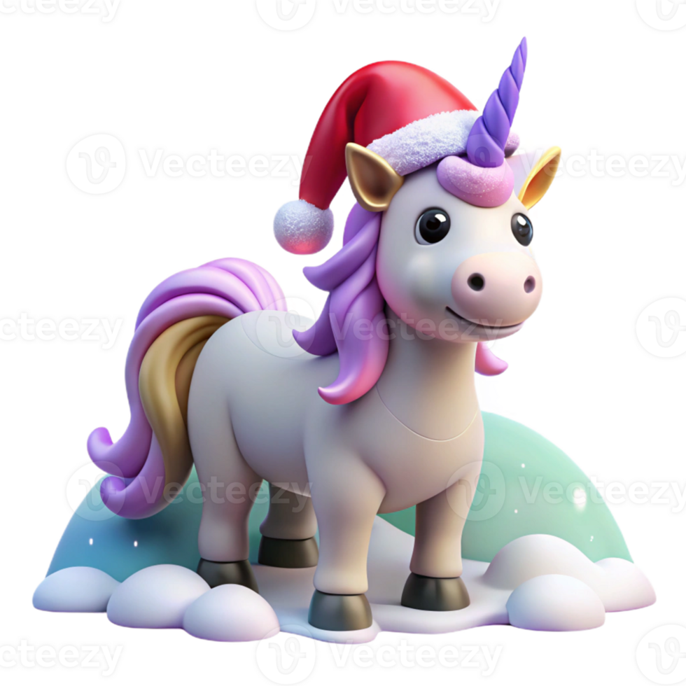 impressive modern Cute Unicorn 3D Render in Winter Wonderland premium png