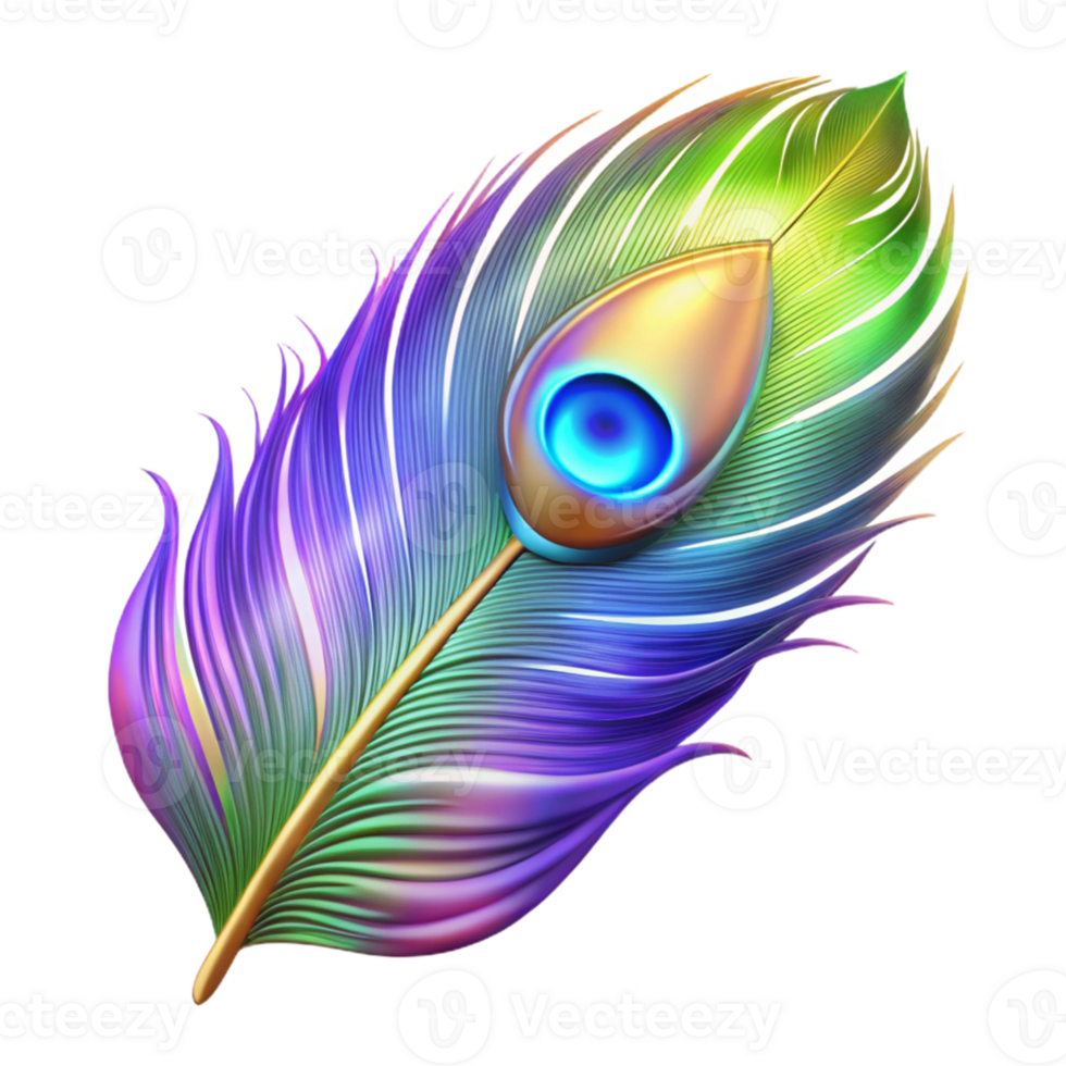 magnificent abstract Vibrant Peacock Feather 3D Illustration high quality png