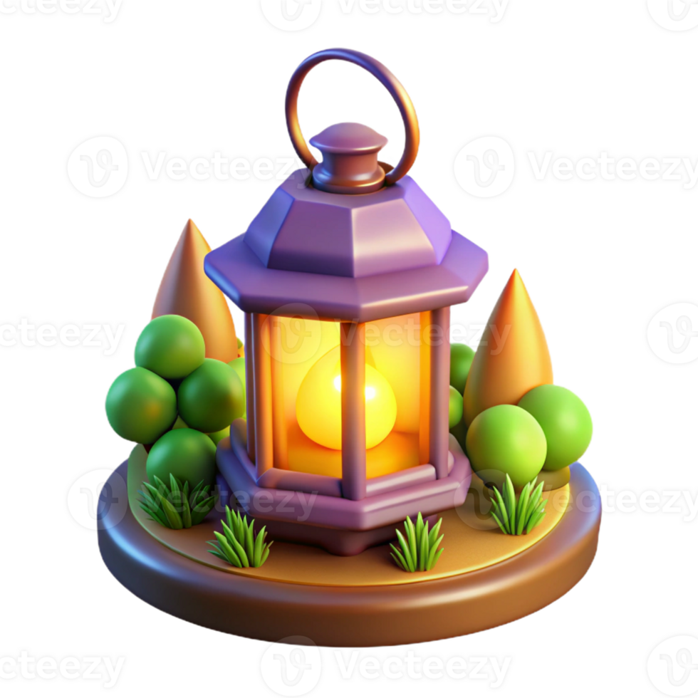 impressive abstract Illuminated Lantern 3D Render high resolution png