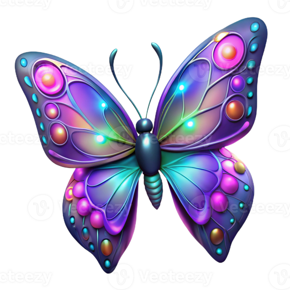extraordinary contemporary Luminous Butterfly 3D Illustration high resolution png