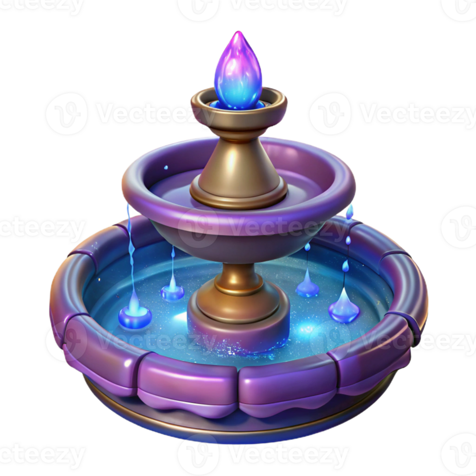 elegant artistic Fantasy Fountain 3D Render authentic png