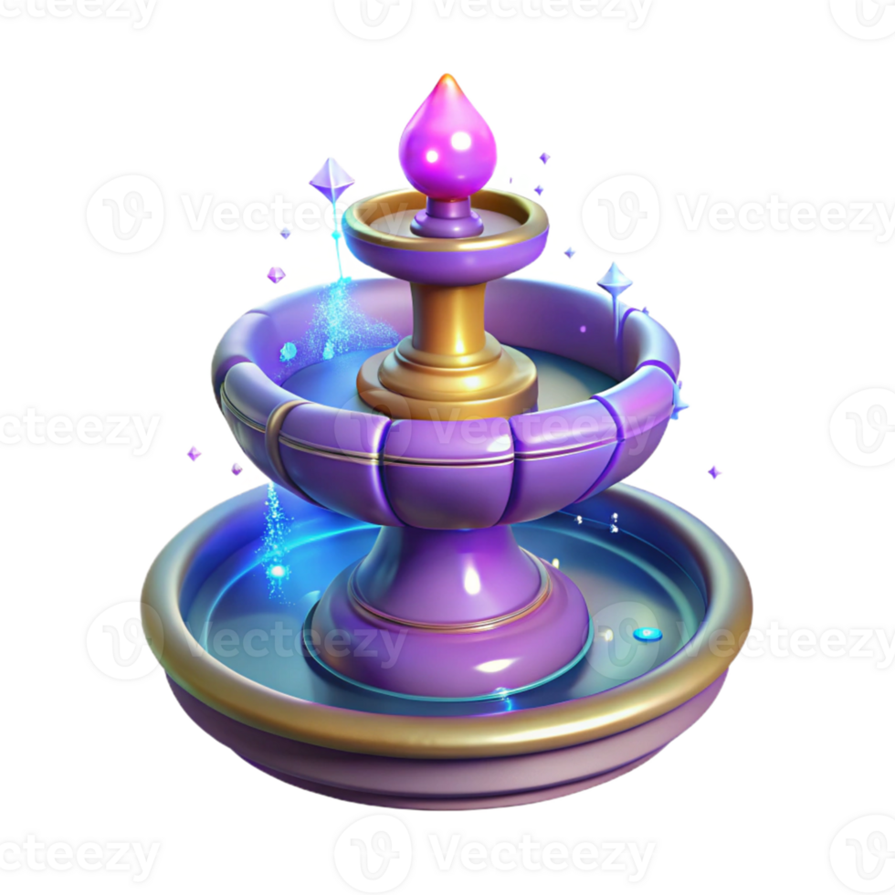serene rustic Enchanted Fountain 3D Render high quality png