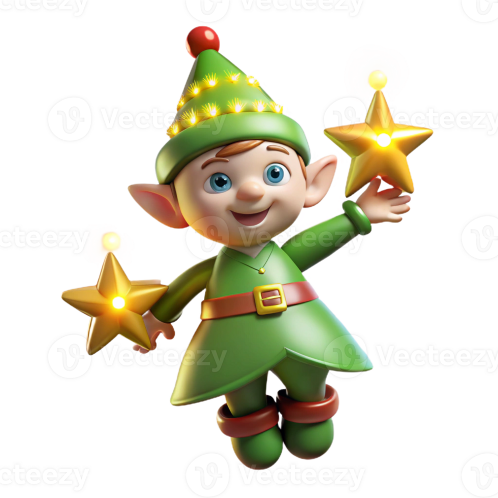 elegant traditional 3D Render of a Joyful Christmas Elf professional png