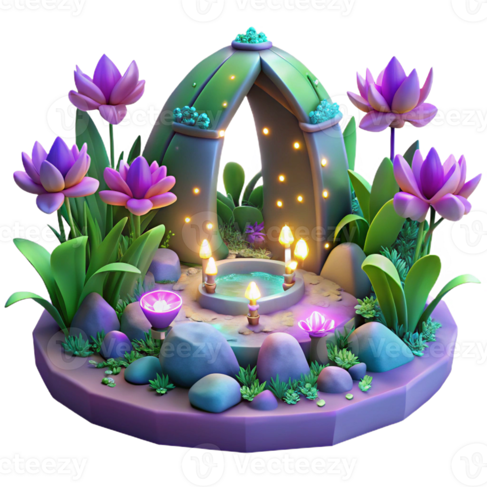 stunning artistic Enchanted Garden 3D Illustration exclusive png