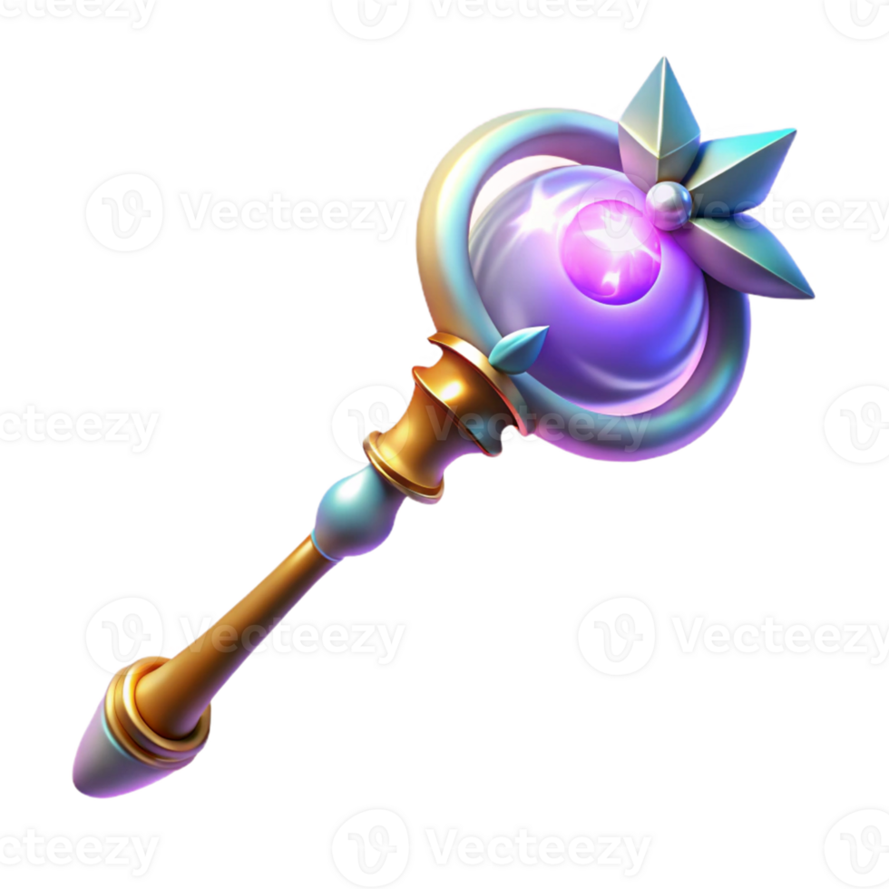 impressive rustic Magical 3D Render of a Fantasy Wand authentic png