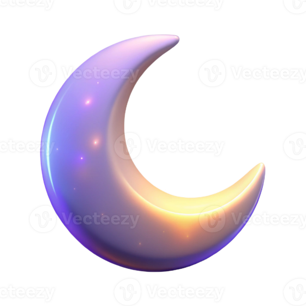 elegant creative Crescent Moon 3D Render genuine png