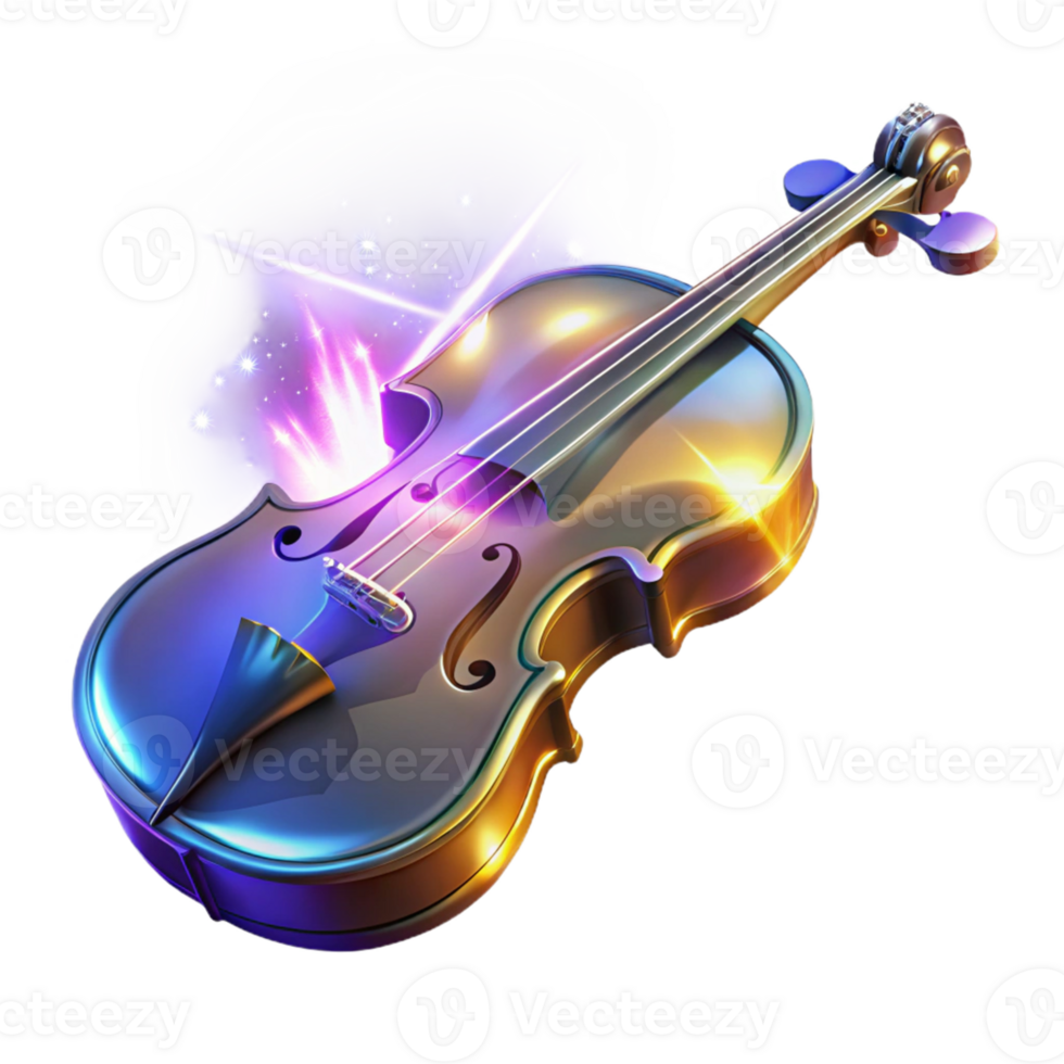 beautiful classic Vibrant 3D Violin Illustration detailed png