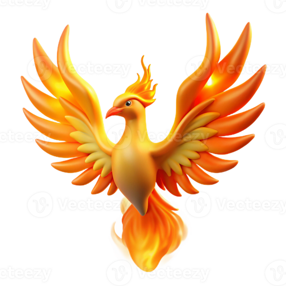 impressive traditional 3D Render of a Fiery Phoenix Illustration genuine png
