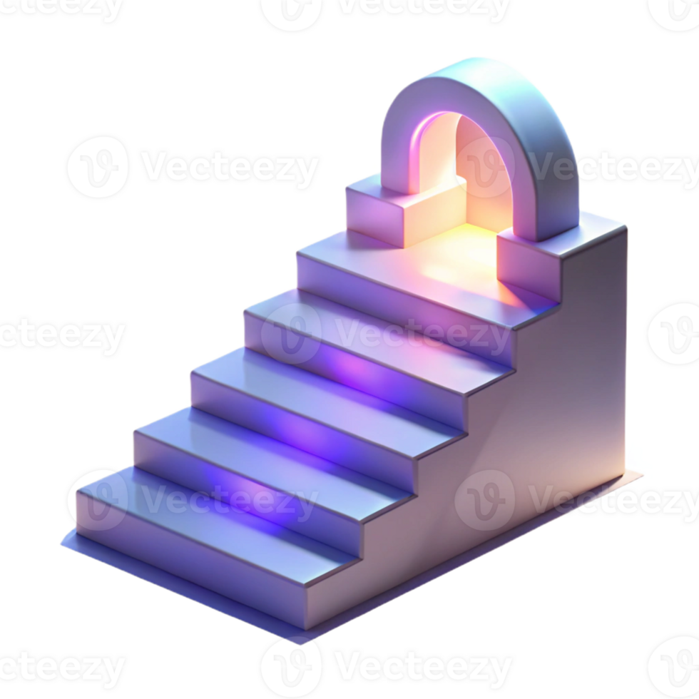 elegant rustic Glowing Steps 3D Render original png