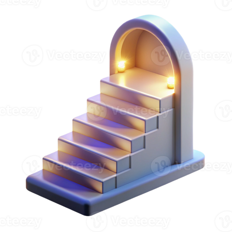 dramatic contemporary 3D Render Illuminated Steps Abstract Background detailed png