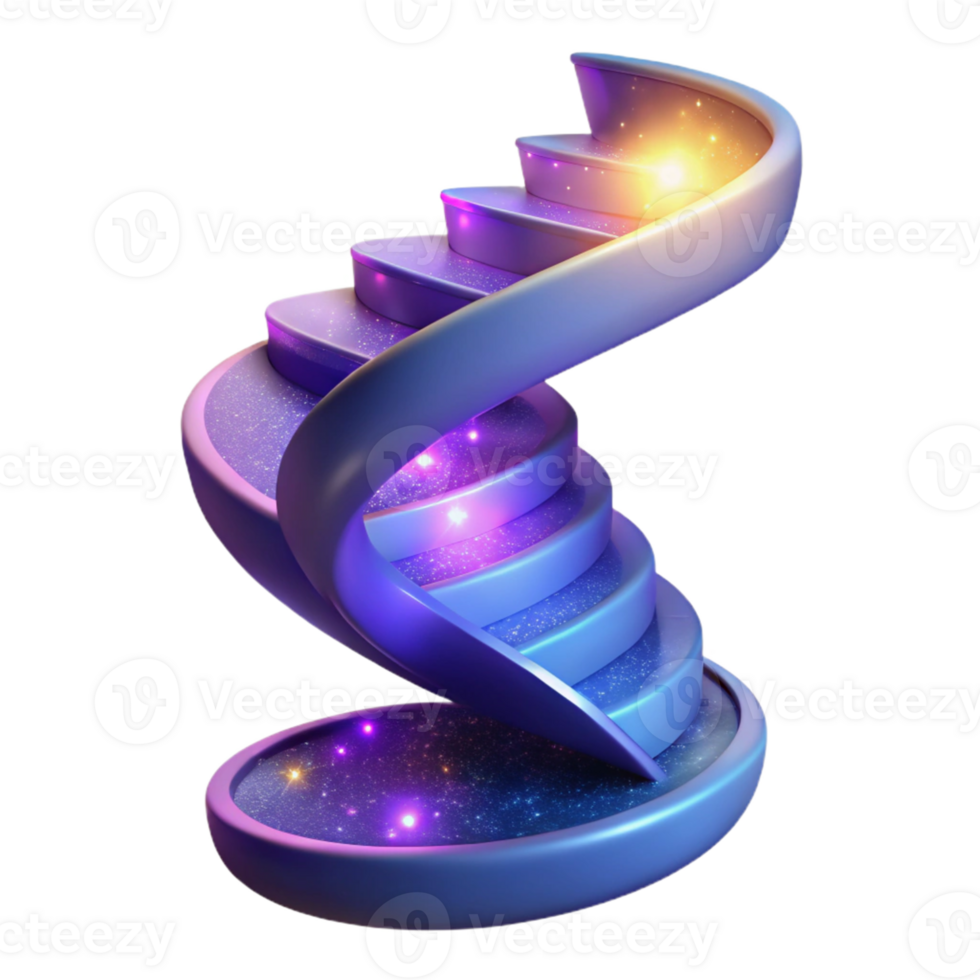 extraordinary vintage Cosmic Spiral Staircase 3D Render professional png