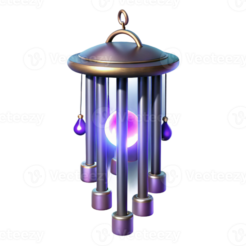 impressive creative Glowing Crystal Wind Chime 3D Render original png