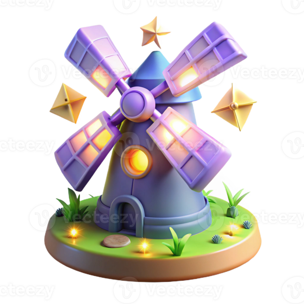 extraordinary traditional Enchanted 3D Windmill Illustration 4K png