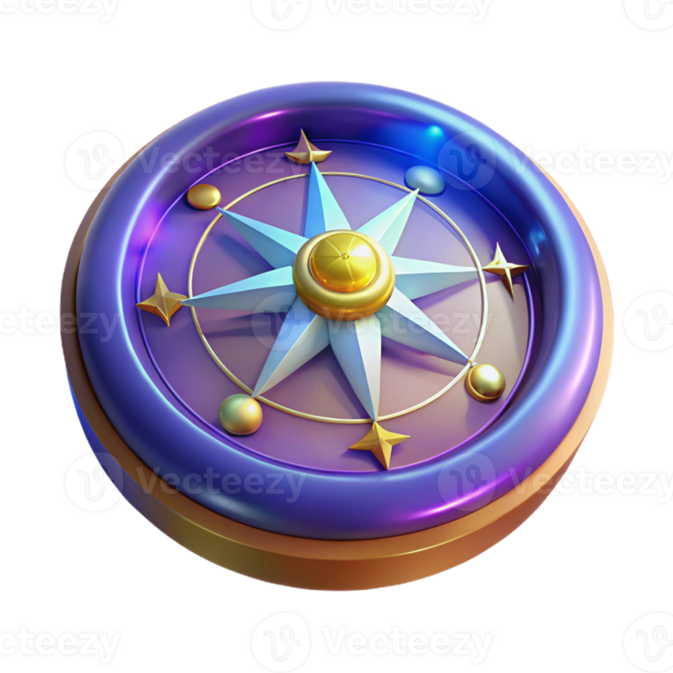 dramatic traditional 3D Celestial Compass Illustration authentic png