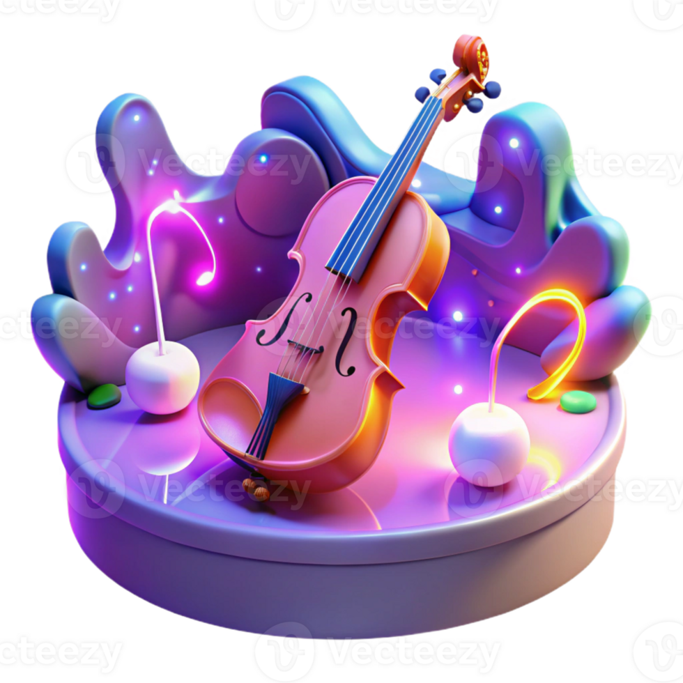 extraordinary rustic 3D Render Violin Abstract Background high quality png