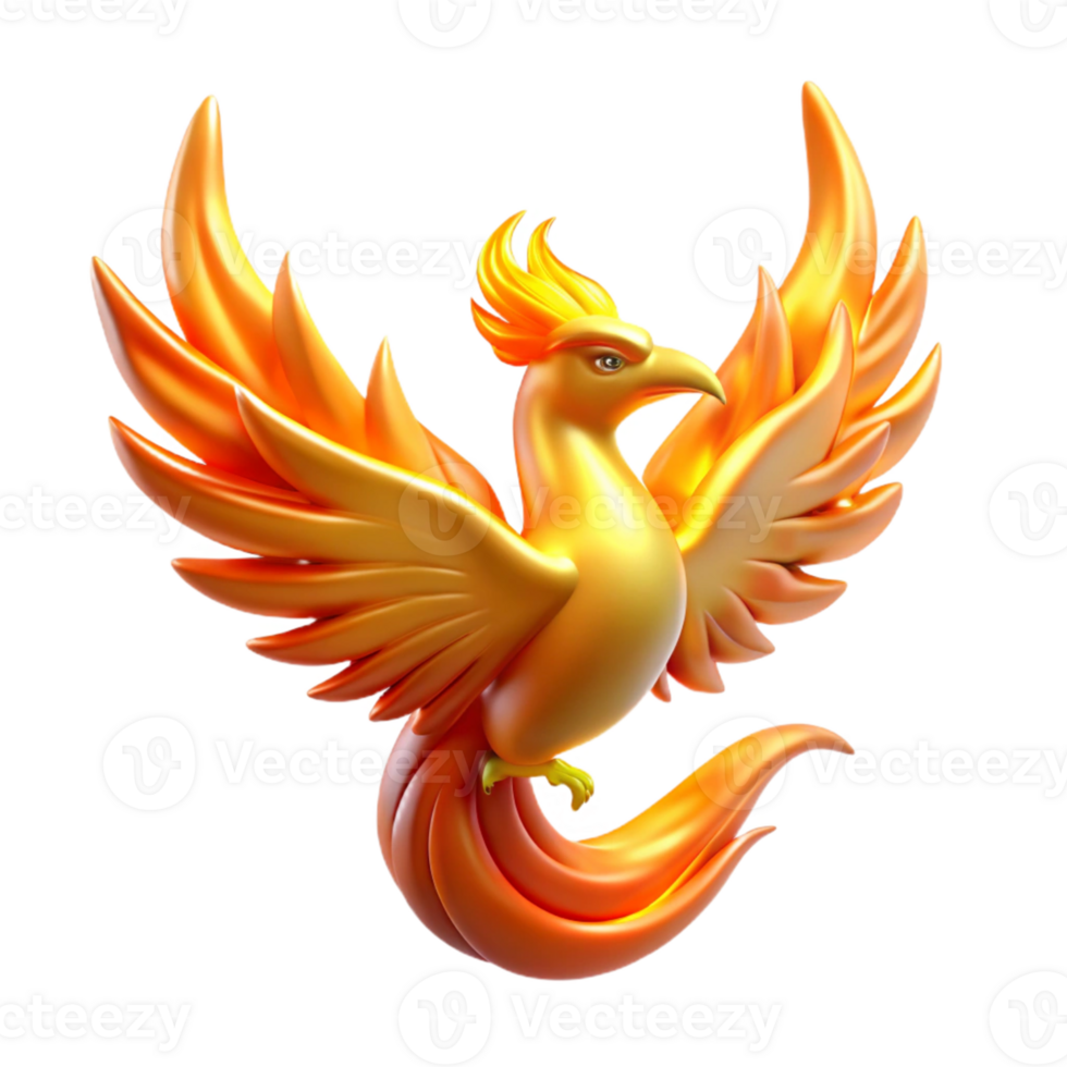 impressive classic Golden Phoenix 3D Illustration high quality png