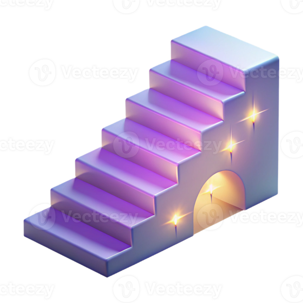 serene rustic 3D Purple Illuminated Stairs Render exclusive png