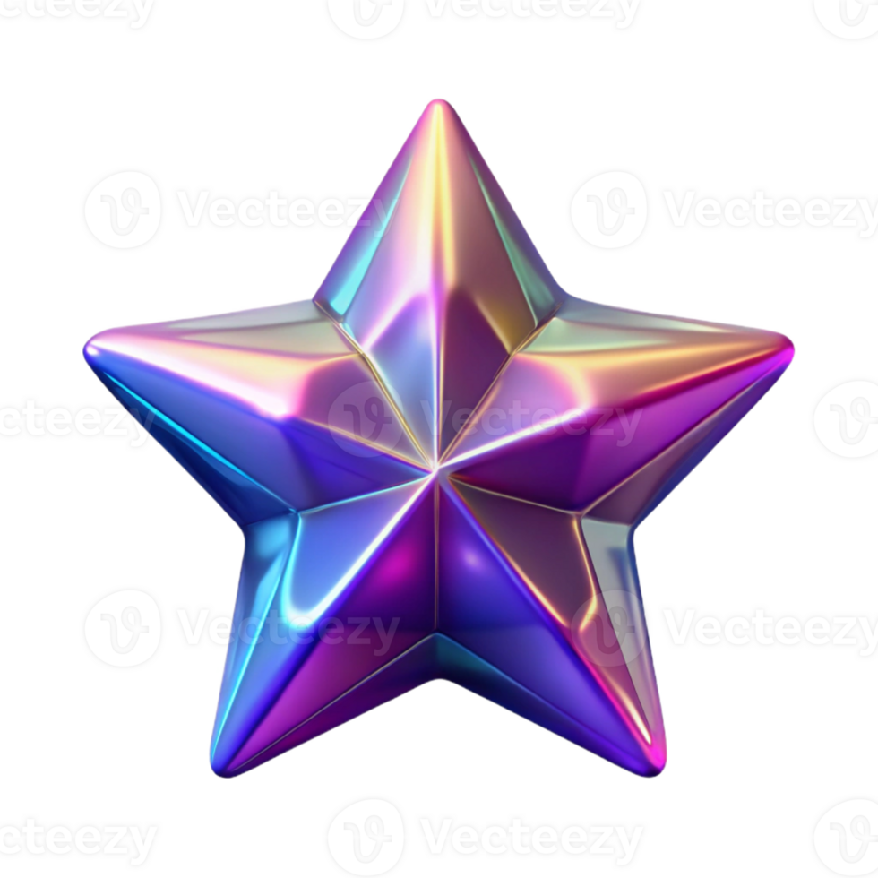 wonderful minimalist Iridescent 3D Star Render authentic png