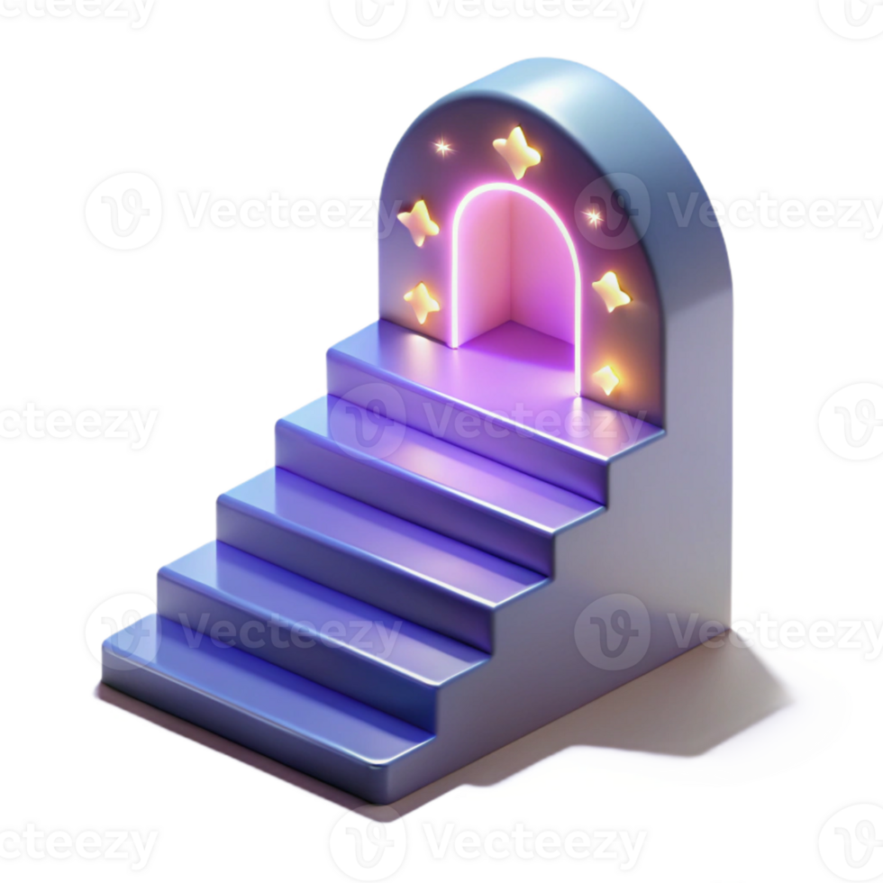 wonderful artistic 3D Render Staircase to Illuminated Archway professional png