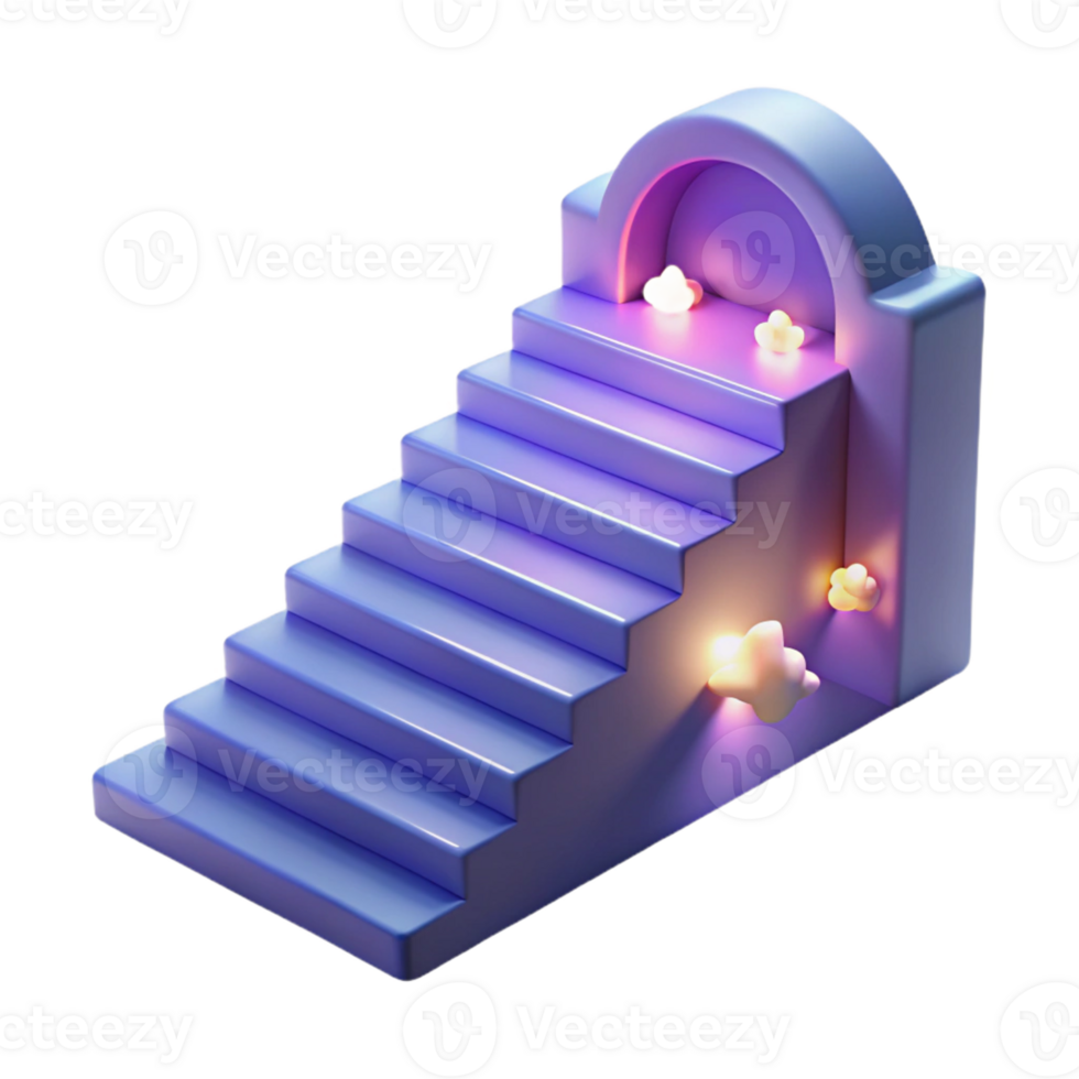 serene artistic 3D Render Purple Staircase Illustration original png