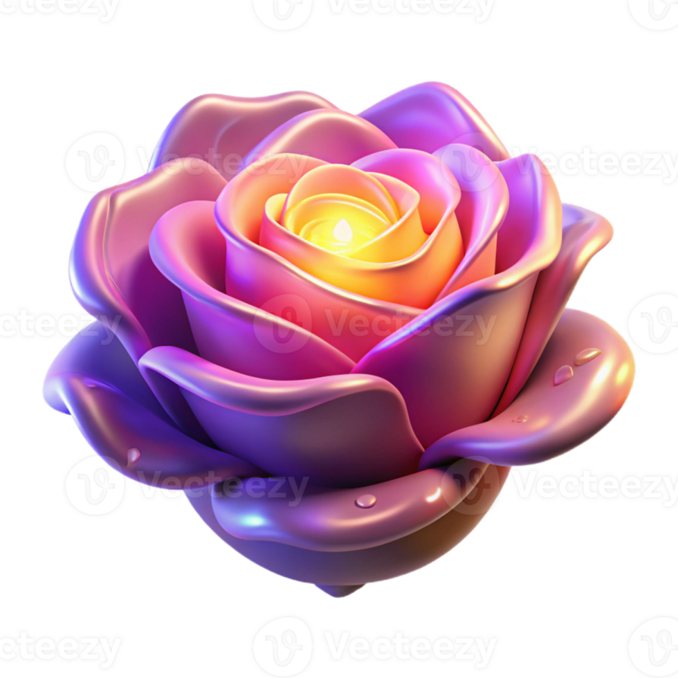 beautiful abstract Luminous 3D Rose Illustration high resolution png