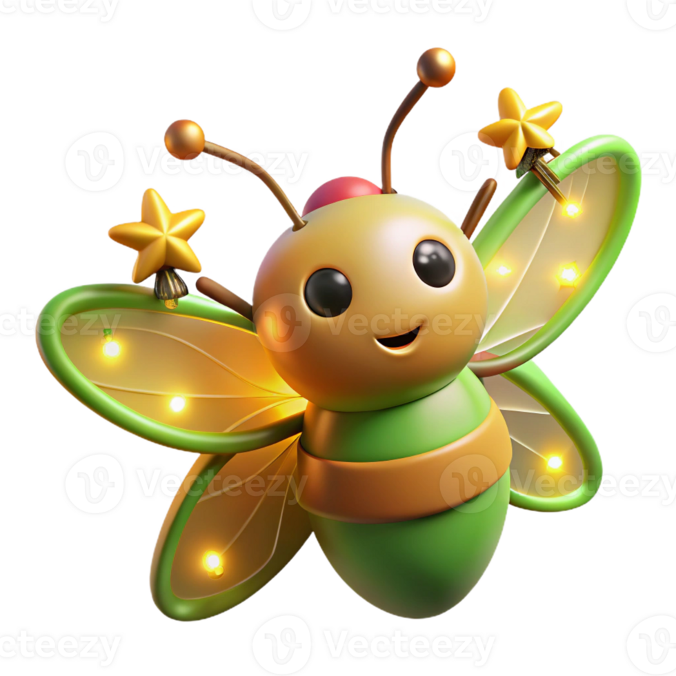 extraordinary creative Cute 3D Firefly Illustration high resolution png